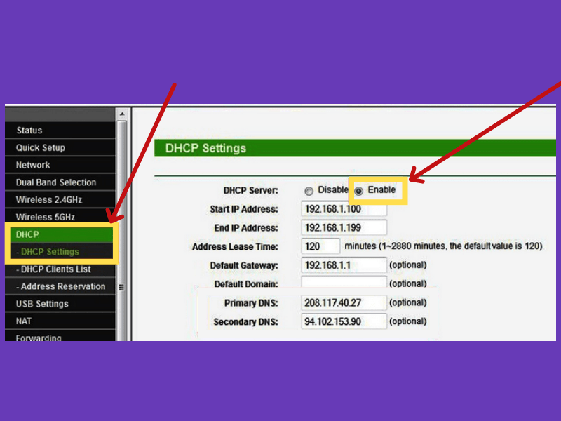 Check DHCP configuration in router settings