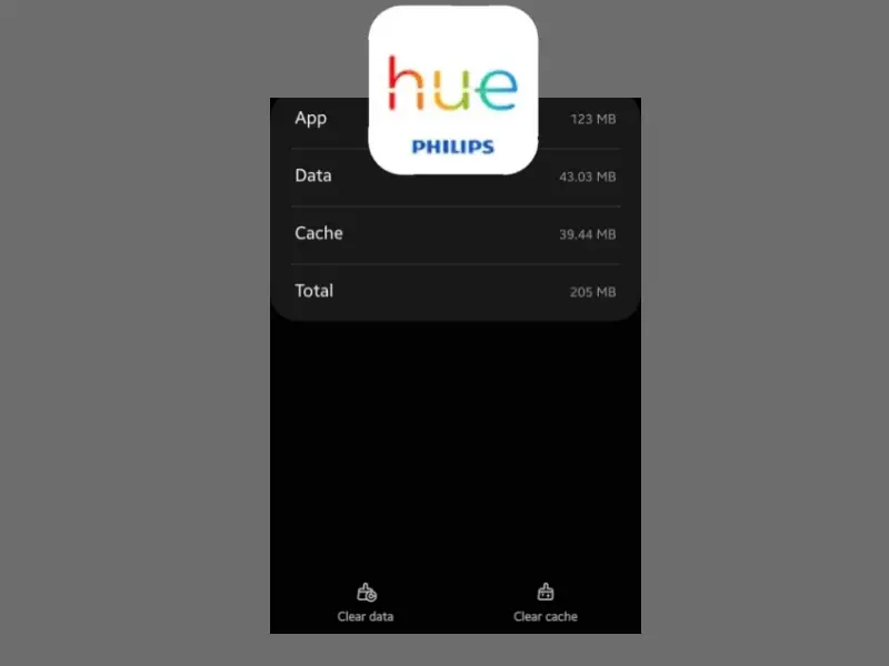 clear philips hue app cache and data