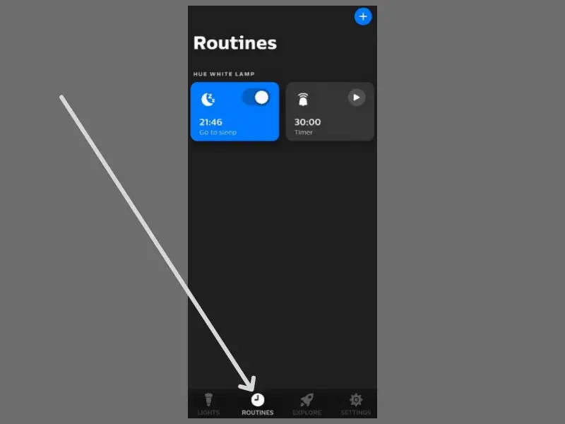 go to routines on Hue app